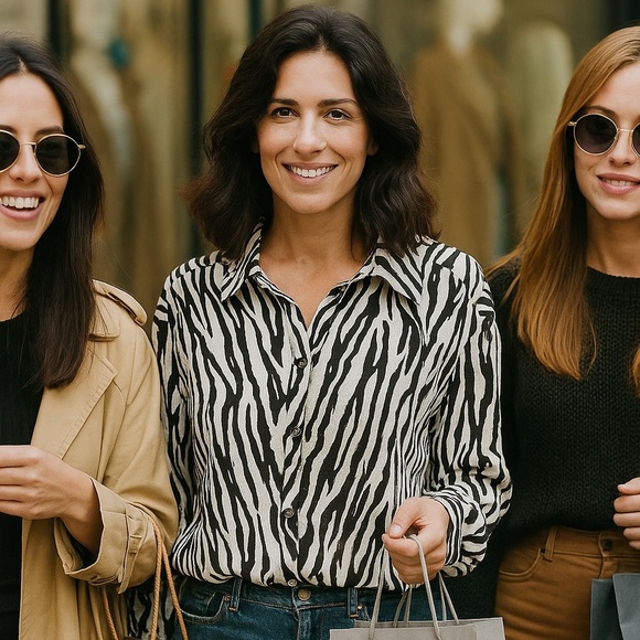 Free people large sheer, zebra print blouse top shirt, large - Picture 2 of 11